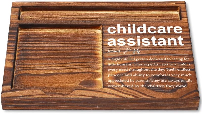 CWGOTC Childcare Assistant Gifts, Wooden Self-Stick Note Pad Holder, Thank You Gift for Childcare Assistant, Thoughtful Appreciation Gift for Caregivers, Birthday, Christmas, End-of-Year YCB91 - Image 1